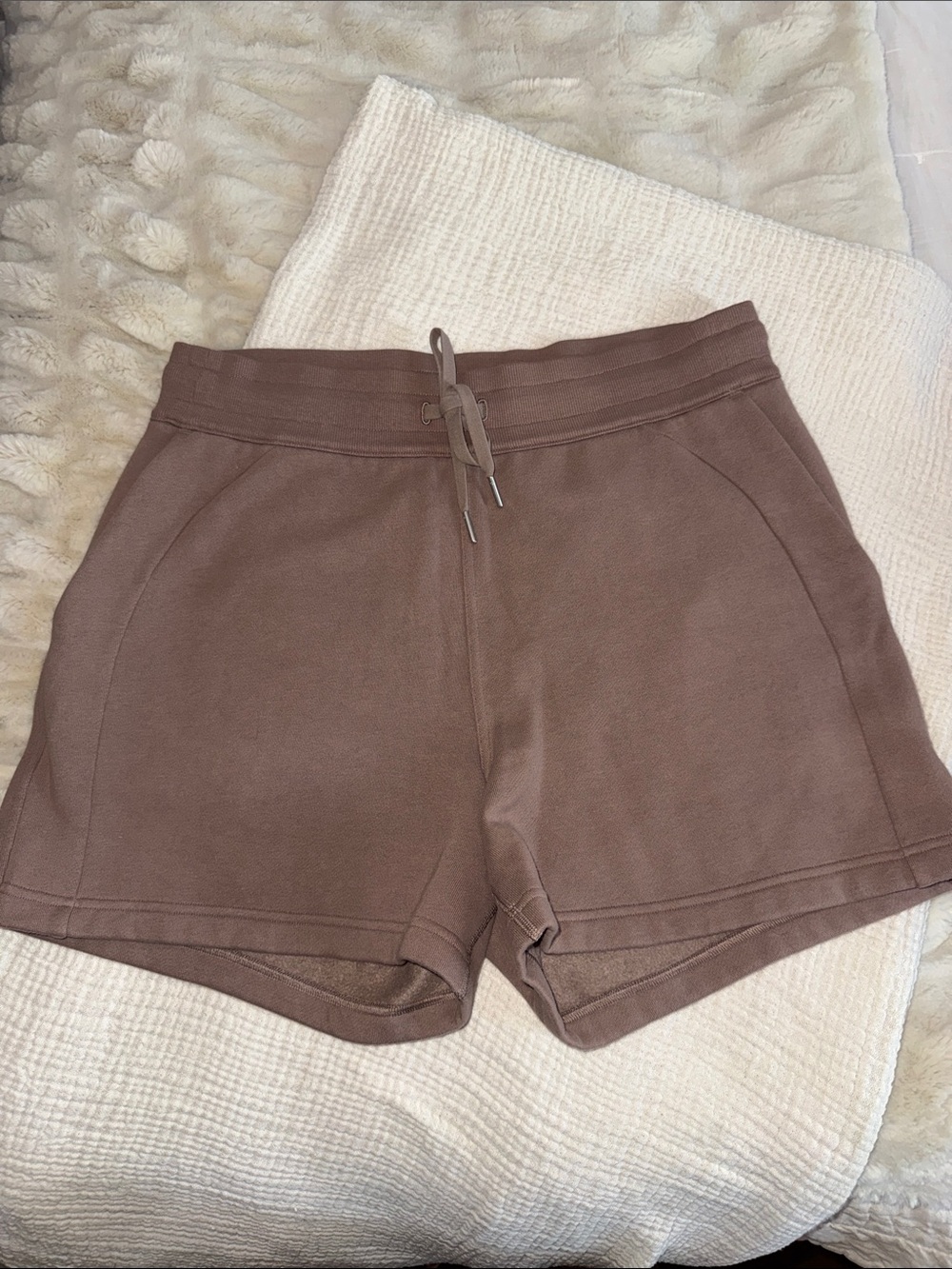 lululemon athletica taupe Drawstring Athletic sweat Shorts